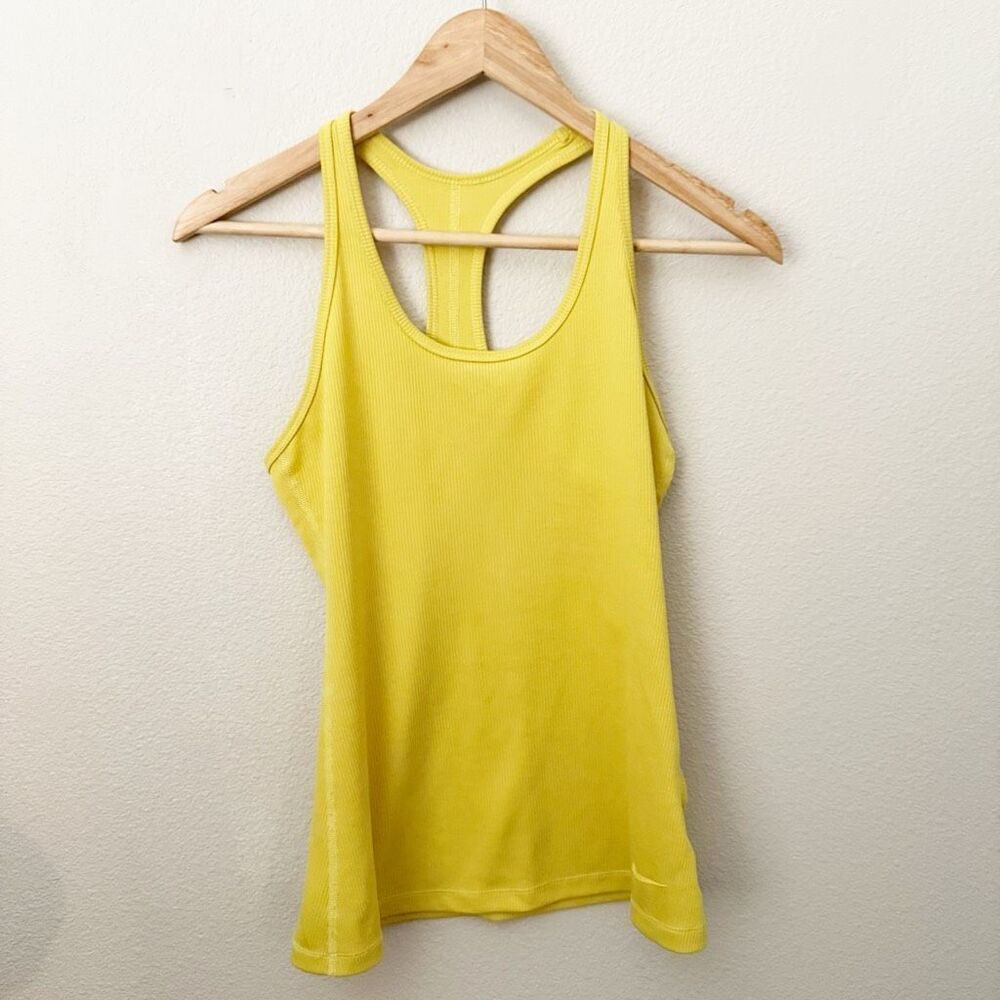 NIKE | Dri Fit Ribbed Tackerback Tank Top‎ Yellow Sleeveless Athletic | Small